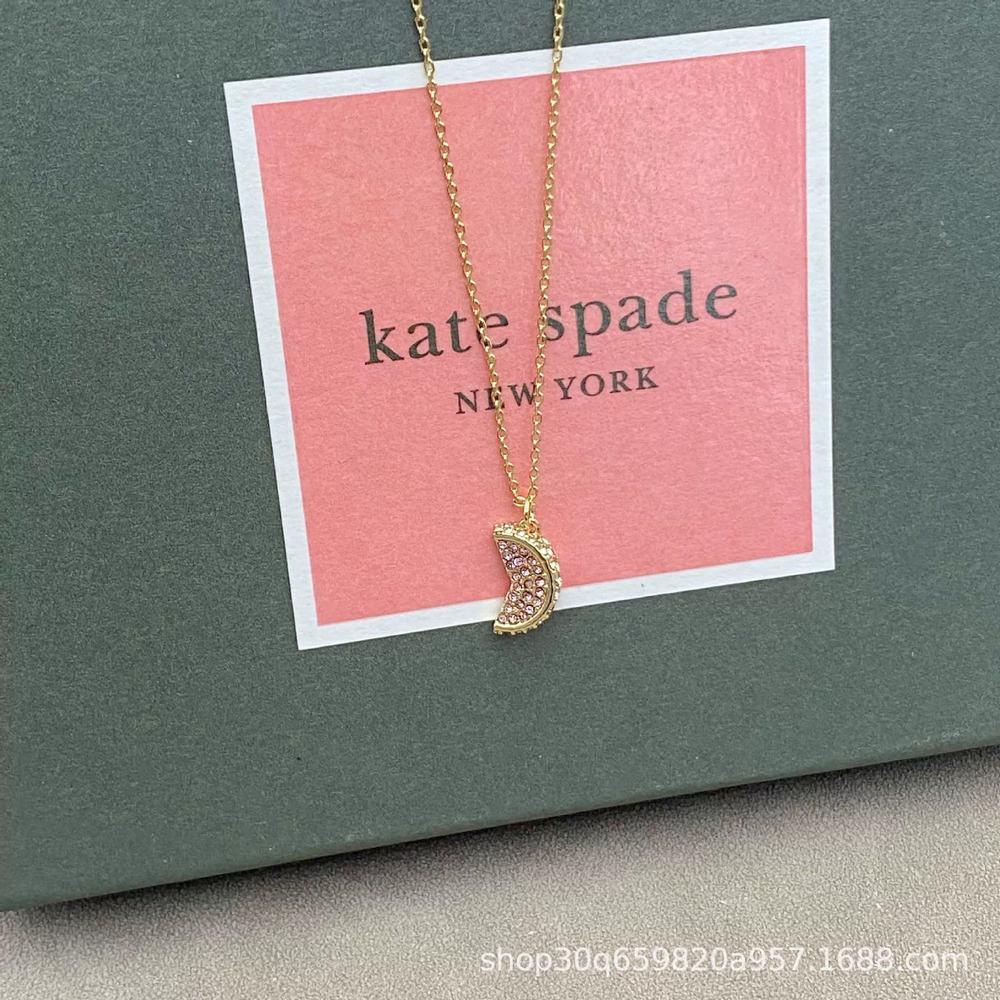 kate spade 3D Pink Full Diamond Watermelon Necklace Summer